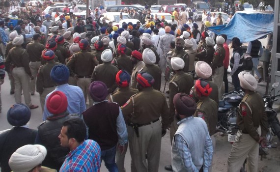 A view of police deployment at Amritsar Court complex