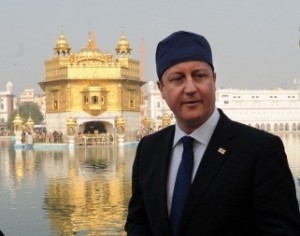 Prime Minister David Cameron is shown around the Golden Temple at Amritsar in Punjab, India.