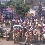 Shiv Sena Activist attempt to remove Freedom and Justice march hoardings